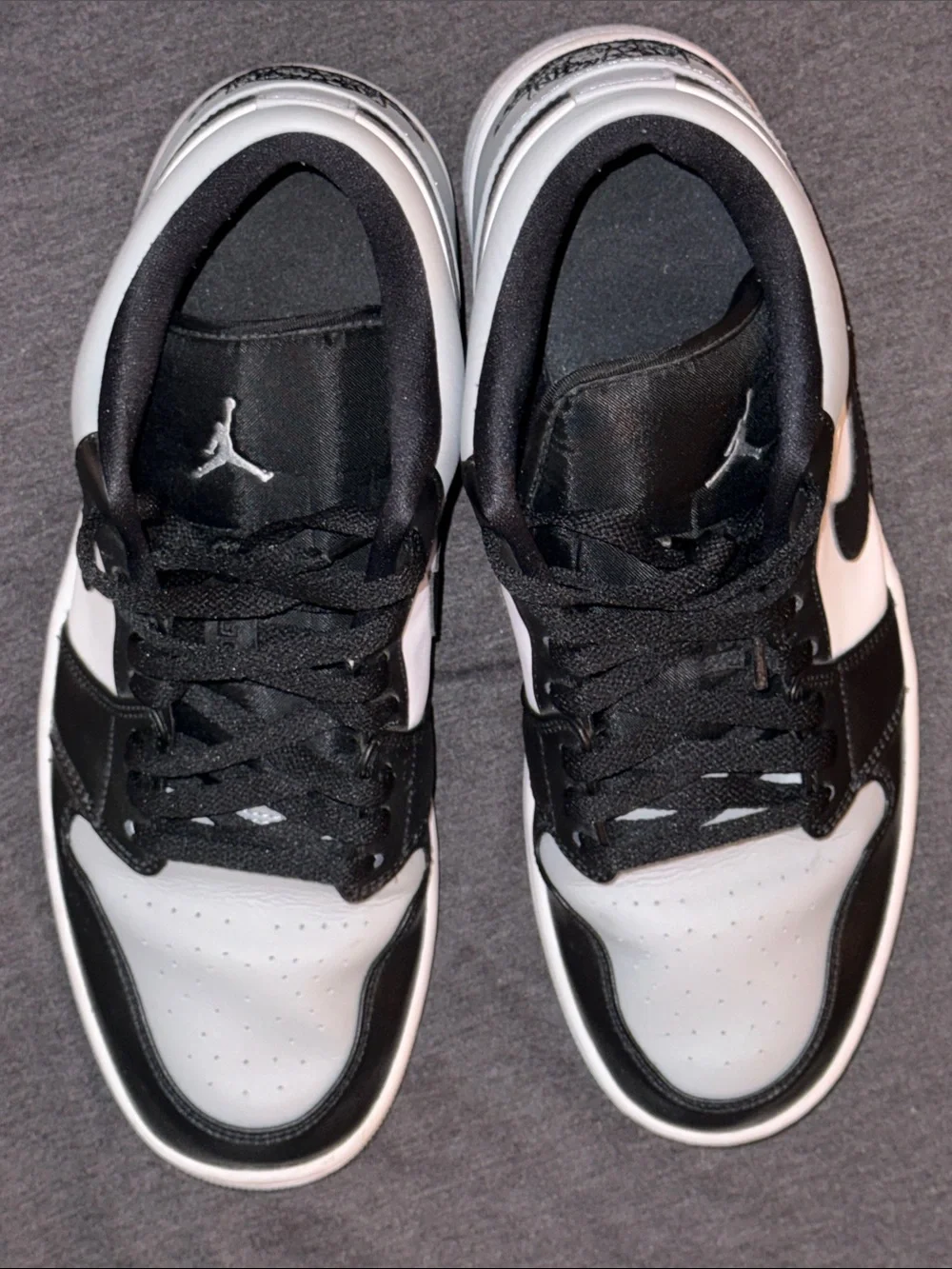 Jordan 1 Low Black, White, and Light Gray